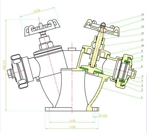 Đầu trụ chữa cháy 2 cửa ra D65